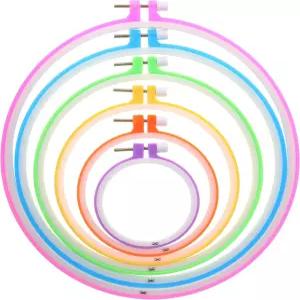 Mr Pen 자수 링 세트 6개입 3.4인치~10.2인치 다양한 색상 플라스틱 자수틀 십자수 틀 바느질 후프