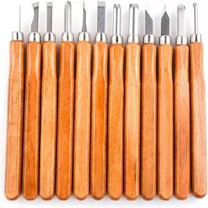 TBVECHI 12개입 SK2 수공예 조각 도구 세트 목공 모델링 절단 그레인 가공 스크래핑 활석 공예 점토용