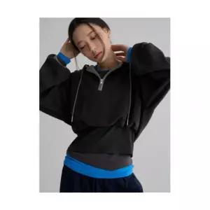 에잇세컨즈 8SECONDS 레이어드 후드 후리스 반집업 애쉬 1714612