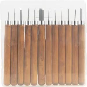 12개의 나무 조각 도구 세트 투명 보관함이 있는 전문 손 끌 판화 및 코르크 위한 키트