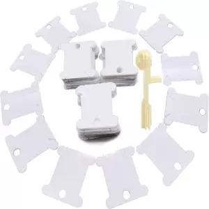 Fokanlo 300개 플라스틱 십자수 실 타래 감개 및 정리용 흰색 1개 세트 면사 공예 DIY 바느질 보관 자수