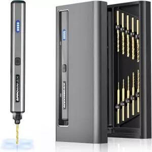 ARROWMAX 미니 전동 드릴 펜 알루미늄 케이스 포함 13 in 1 충전식 800 RPM 니들 바이스 수동 키트 HSS