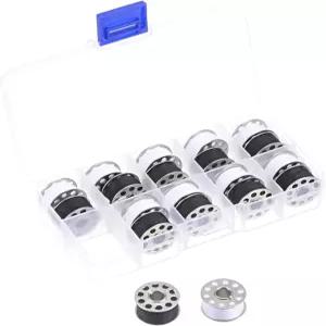 하핑턴 메탈 보빈 및 프리와인드 재봉 실 세트 20개 재봉틀용 케이스 블랙+화이트