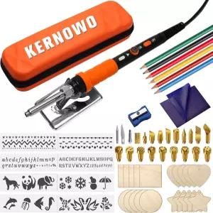 나무 태우기 키트 K KERNOWO 76Pcs 파이로그래픽 도구 60W 조절 가능한 우드 버너 펜 엠보싱 조각 위한 DIY