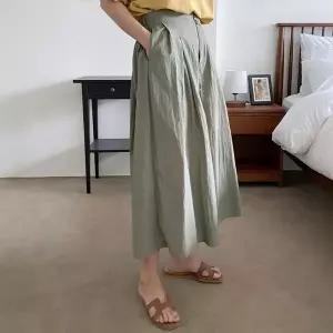 [하프클럽/셀러허브_여성트랜드패션]여성 뒷밴딩 허리주름 폴리 와이드 팬