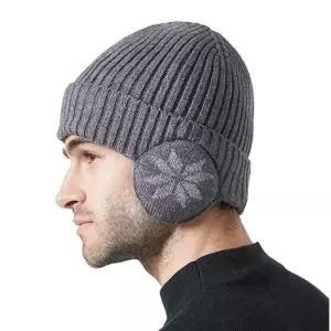 남여공용 겨울 눈꽃무늬 귀마개 일체형 비니 귀도리 lpj6+2UvB