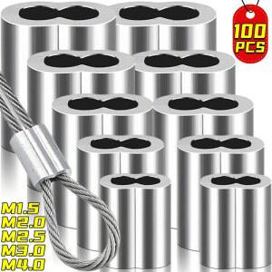 100/10개 8자형 버클 클램프 이중 구멍 케이블 핑 슬리브 M1 5 M4 강철 와이어 로프 프 고정 하드웨어 용품