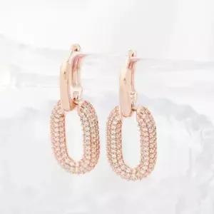 14k골드핀귀걸이 금침 로즈골드 볼드 큐빅 링 드롭 원터치 귀걸이 14K