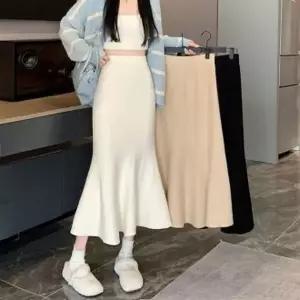 [하프클럽/셀러허브_여성트랜드패션]플레어 머메이드 롱치마 편안한 밴딩