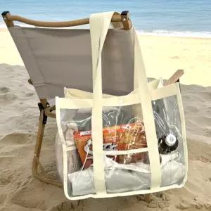 투명 비치백 물놀이가방 단추형 아이보리