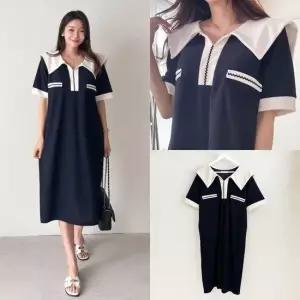 위쉬몰 BS 물결배색빅카라원피스 S366H407) 빅사이즈