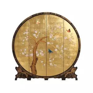 금박 매화 거실 배경 사무실 고가구 복고풍 소품 웨딩 장식 스크린 병풍 접이식 원형