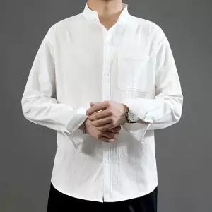 코디 커플 카라넥 체크 차이나 오버핏 얇은 스판 스트라이프 셔츠 [mC4A3E5]