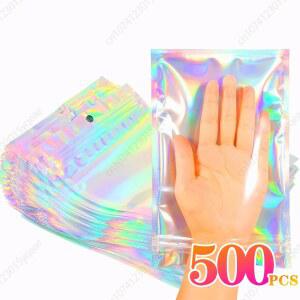 500PCS 지 플락 가방 목걸이 귀걸이 쥬얼리 선물 포장 휴대 전화 케이스 다채로운 주방 주최자