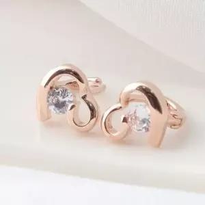 로즈골드귀걸이 골드필드 핀 하트 라인 큐빅 원터치링 귀걸이 14K