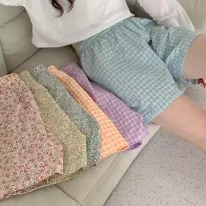 [라일리의류] Rly 여성 플라워 꽃 체크 면 파자마 사각팬티 잠옷