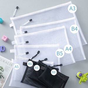 3pcs 보관 가방 빌딩 블록 퍼즐 하위 패키지 작은 입자 메쉬 지퍼 투명 문서