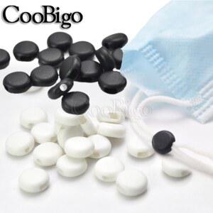 50pcs 코드 엔드 마스크 탄성 로프 실리콘 조정 버클 비즈 버튼 매는 밧줄 DIY 공예 액세서리 15mm