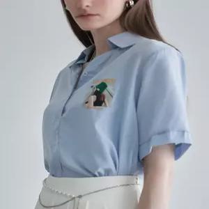 [하프클럽/르니앤맥코이]에어리 블루 핀턱 블라우스 ML07BL570HJY