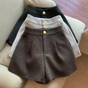 [라일리여성의류] Rly 여성 모직 반바지 하이웨스트 뒷밴딩 겨울 숏팬츠