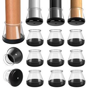 PC 베이스가 포함된 업그레이드된 TPE 가구 피트 보호대 16팩 카펫 사용을 위한 검정색 미끄럼 방지 의자 다리