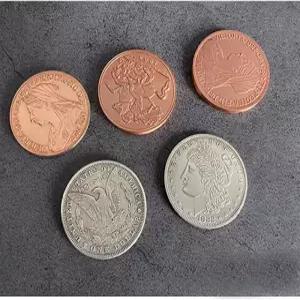 확장된 쉘 코인과 퀸 빅토리아 고대 세트가 있는 블루-더 호핑 모건 마술 트릭 기믹 멘탈리즘