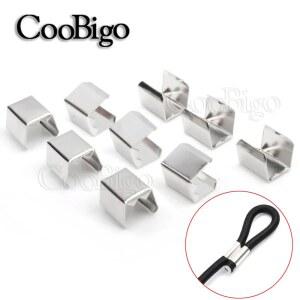 금속 코드 압착 엔드 캡 스트링 사각 패스너 로프 클립 DIY 가죽 팔찌 쥬얼리 제작 공예 액세서리 200