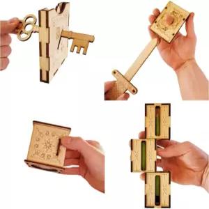 수작업 나무 마술 검 트릭 세트 DIY 키트 연필 상자 일루전 동전을 관통하는 열쇠 손가락을 등 포함 초보