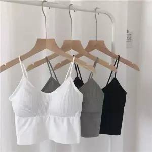 3컬러 브이넥 크롭 나시 이너웨어 내장캡 탑