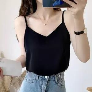 여성 브이넥 나시 데일리 끈 나시티 레이어드 이너웨어