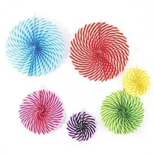 환타스틱 파티 장식 팬세트 6개입 토네이도패턴 생일