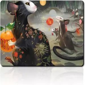 팩 쥐 - 보드 게임 TCG 플레이매트 23.6x13.8인치 MTG 프리 백과 호환됩니다