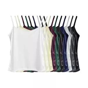 기본 실크광택 끈나시 베이직무지 레이어드 이너티셔츠 여성민소매 정장코디