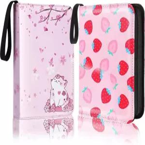 2 카드 바인더 - 탑 로더 4 포켓 400 트레이딩 양면 MTG용 프리미엄 PU 가죽 컬렉션 앨범 스포츠