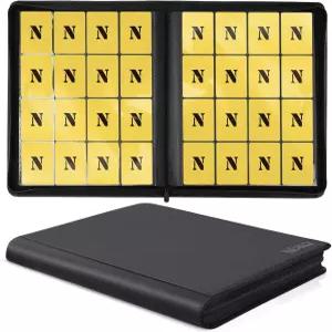 16 포켓 카드 바인더 1280 링리스 트레이딩 TCG MTG 게임 스포츠 카드(블랙)용 프리미엄 지퍼 앨범 폴더