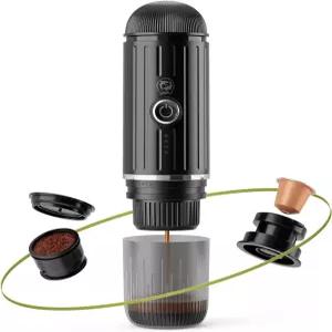 i Cafilas 휴대용 전기 에스프레소 커피 메이커 머신 캠핑 여행 가정용 난방용 NS 캡슐 및 찌꺼기와 호환