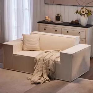 베개가 있는 SUYOLS 코듀로이 클라우드 소파 프리미엄 메모리 폼 조립 필요 없음 박스형 딥 시트 가정용