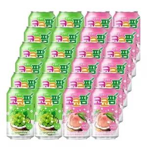 [음료센타]해태 코코팜 340ml 포도 + 피치핑크 혼합 24개