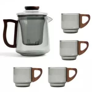 내열유리 티포트 찻잔 4인 세트