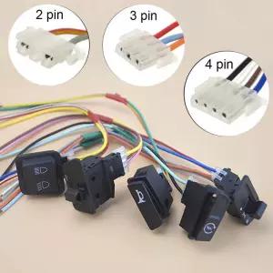 오토바이 경적 라이트 턴 신호 하이 로우 빔 버튼 시작 스위치 커넥터 전기 스쿠터 ATV Moped 용 2/3/4pin