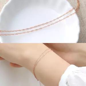 두줄 꼬임 체인 로즈골드 팔찌 14K