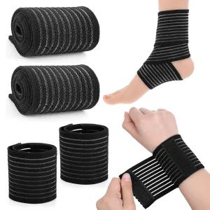 시비바 붕대 암 랩 블랙 탄력 손목 압박 4PCS 지지 밴드 조절 스트랩 핸드 브레이스 통기성 남녀 스포츠용