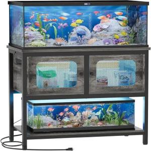 LED 조명 및 콘센트가 있는 써니르 40-50갤런 어항 스탠드 캐비닛 액세서리 보관이 가능한 헤비 듀티 메탈