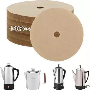 보즈만 커피 포트 표백되지 않은 원형 필터 용지 프레스토 및 엘리트 고메 6컵 퍼콜레이터용 천공 호환되는