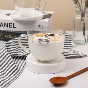 [하프클럽/브이와이]시리얼 아이스커피잔 우유 손잡이 유리 머그컵