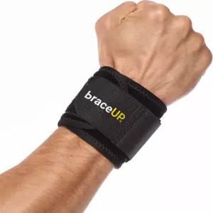 브레이스업 손목 압박 스트랩 및 랩 밴드 건염용 테니스 헬스장 운동 원 사이즈 조절 가능 블랙 PC 1대