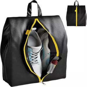 내부 포켓이 두 개 있는 팩커비 방수 여행용 신발 가방 - 지퍼 및 손잡이가 캐리어 보관 큐브 파우치