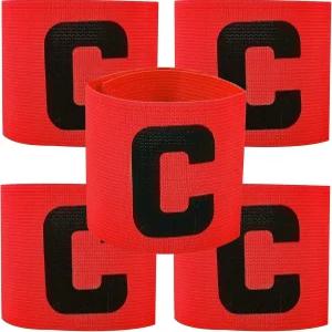 엘라스틱 축구 주장 완장 5개 세트 청소년 및 조절 가능한 야외 선수 밴드 레드