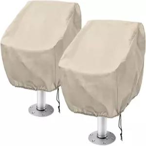 수토셀피 2팩 베이지 보트 시트 커버 방수 접이식 폰툰 교체 헬름 의자 보호 자외선 저항성 캡틴