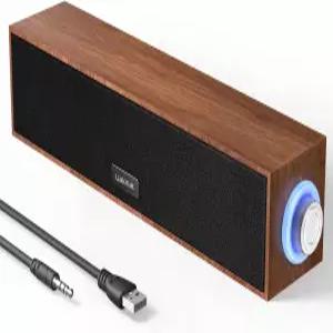 우키낫 컴퓨터 스피커 우드 멀티미디어 디지털 USB 전원 3.5mm AUX PC 서라운드 사운드 휴대용 바 데스크톱